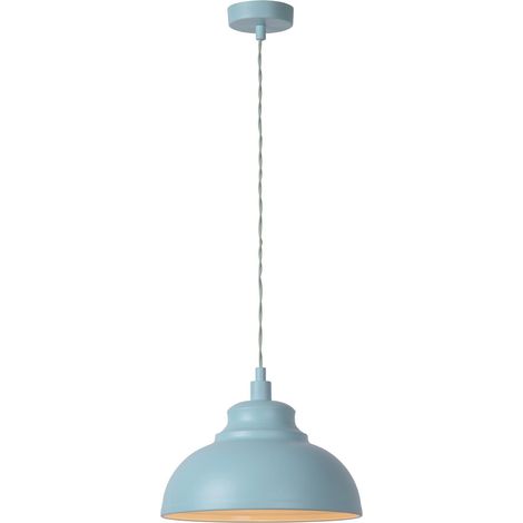 Suspension Lucide Isla métal réglable E14 40W bleu Ø29cm (1/2)