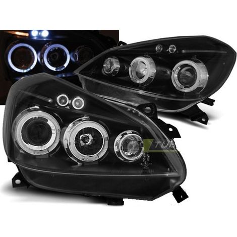 Paire de feux phares Renault Clio 3 05-09 angel eyes noir-27361748
