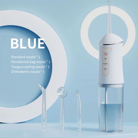 Ensemble hydropulseur électrique,irrigateur buccal pour les soins dentaires et gingivaux,4 embouts et 3 modes de nettoyage,rechargeable par USB(blanc) (1/5)