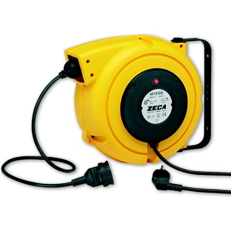Enrouleur de câble 14 m 3G 1,5 mm² 230V Polypropylène avec enrouleur automatique et support mural pivotant Zeca 4315/GS