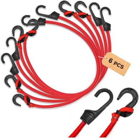 6 Pièces Tendeurs Elastique avec Crochets, Tendeur Elastique Réglables 80 cm, Sangle Bagages Elastique Our Vélos, Camping, Sécurisation de Chargement (1/5)