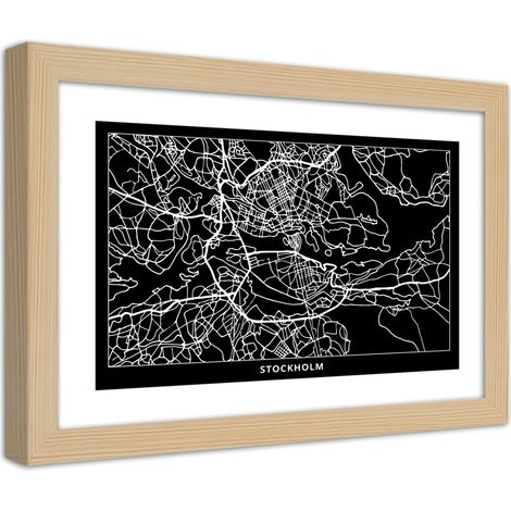 Quadro con cornice, Carta della città di Stoccolma - 100x70 (1/5)