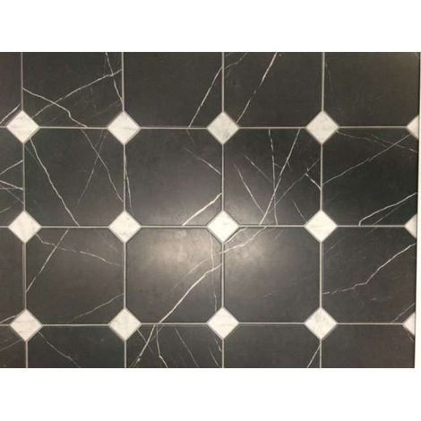 Aelle - Carrelage sol / mur octogonal effet marbre noir 20x20 cm OCTAGON MARMOL NEGRO - Vendu par boîte de 1 m² (1/5)