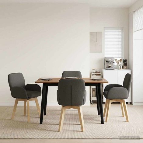 vidaXL Sillas de comedor giratorias 4 uds. Bouclé Gris oscuro (1/5)