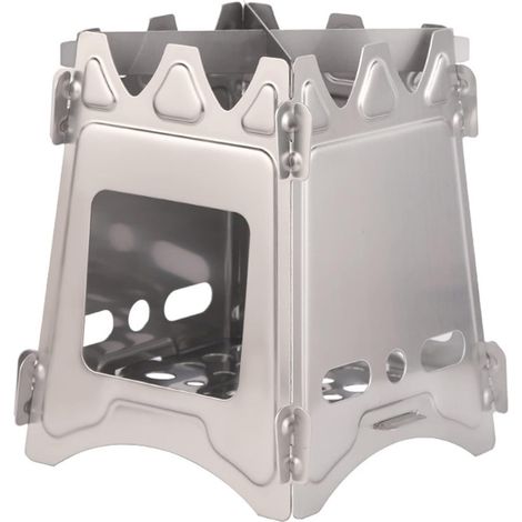 Réchaud à Bois Portable en Acier Inoxydable Réchaud à Cassette Résistant à la Chaleur pour Camping et Randonnée (1/5)