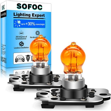 PH16W 12V 16W Amber Yellow Halogen Bulb for Turn Signal, Anti-Fog Projector Direct OEM/Modification Double Pin 2 Pieces (1/5)