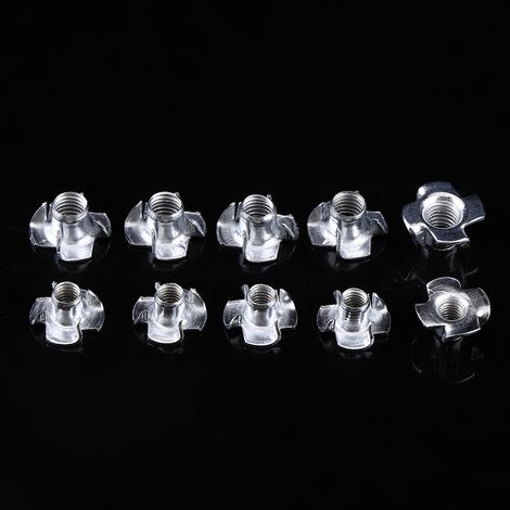 90 écrous en T à quatre branches en acier au carbone M3/M4/M5/M6/M8, inserts borgnes pour meubles en bois (1/5)