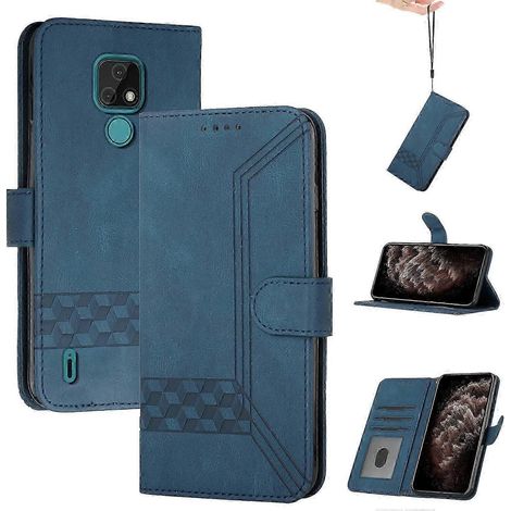 Coque Flip Moto E7 Cuir Souple Housse Portefeuille Étui Magnétique Anti-Rayures (1/4)