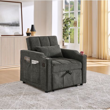 Sessel Schlafsessel klappbar 190 cm Holz Stoff OKMYHOME (1/5)