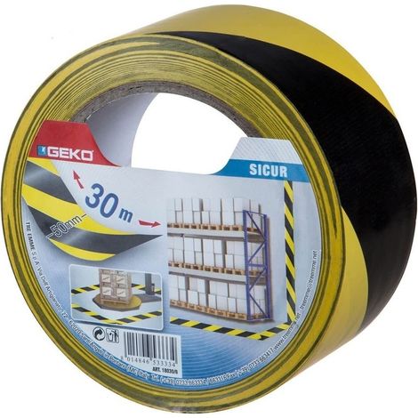 Cinta adhesiva de señalización PVC amarilla y negra 50 x 30