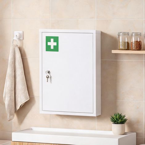 Armoire de rangement murale verrouillable en acier blanc 40 x 15 (1/5)