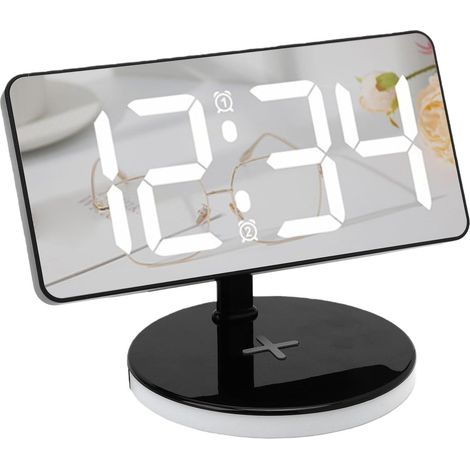 Alarm Digital with Charging without Wire, Alarm LED Mirror, screen of 7,3 Inches, Load Fast 15 W, Night RVB, Double Alarm for Table of Night of Bedroom to Bed (1/5)