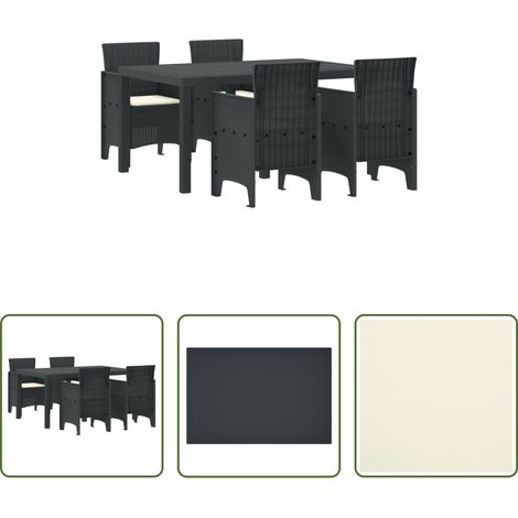 Gartenmöbel - Garten Essgruppe 5 pcs Anthrazit Polt Rattan (1/5)