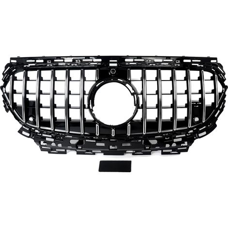 Frontgrill, Rennstil, kompatibel mit Mercedes-Benz E-Klasse, Chrom schwarz (1/2)