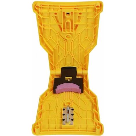 Affûteur de Tronçonneuse avec 1 Pierres d'affûtage Affûteuse de Chaîne de Tronçonneuse pour Guides de 14 à 20 Pouces et Barre de Scie à Chaîne à 2 Trous, Jaune, 1 Pcs