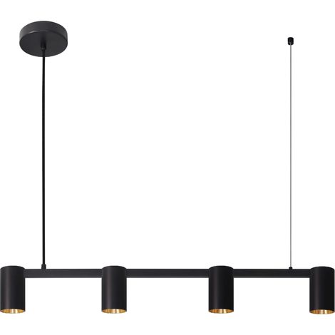 Lampada sospesa moderna 4 spot GU10 nero/oro Polux Maribel