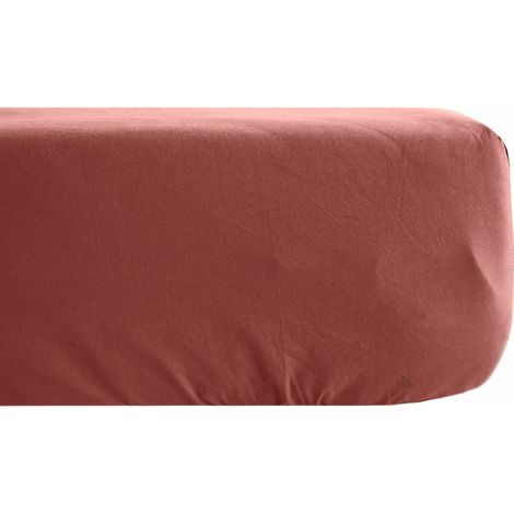 Drap housse uni percale de coton MANOIR Bonnet de 35 cm 120x190 cm (1/5)