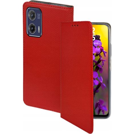 Custodia per Motorola Moto G73 SMART MAGNET BOOK CASE ROSSA + VETRO 9H (1/5)