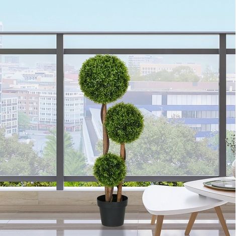 Bosso artificiale grande 110 cm, UV, con 3 sfere, verde HAVRYA (1/5)