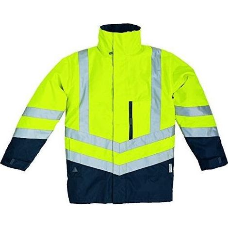 Deltaplus 5426535 Optimum-HV Parka Alta Visibilita' Classe 3 Gilet Staccabile Maniche Staccabili Taglia XXXL colore Giallo Fluo Blu