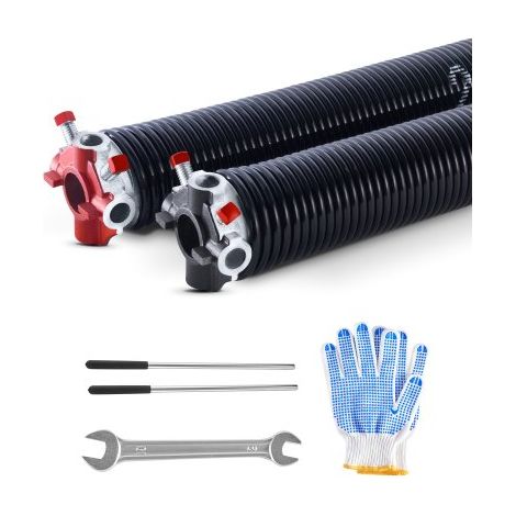Resortes de Torsión para Puertas de Garaje con Barras de Enrollado Antideslizantes y Guantes, Par de Φ5,72 x Φ50,8 x 685 mm, 16 000 Ciclos, Revestimiento Negro de Electroforesis para Reemplazo (1/5)