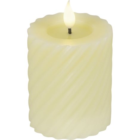 Lumineo LED Kerze mit Timer Ø 7,5 x 12 cm creme/warmweiß