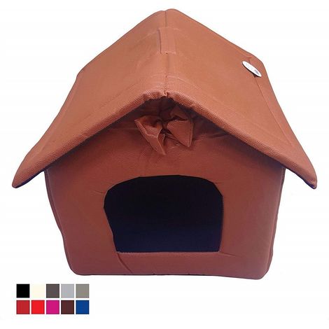 TrAdE Shop Traesio - Cuccia Casetta Letto Pieghevole Tenda Portatile Eco Pelle 52x47x49cm Cane Gatto -
