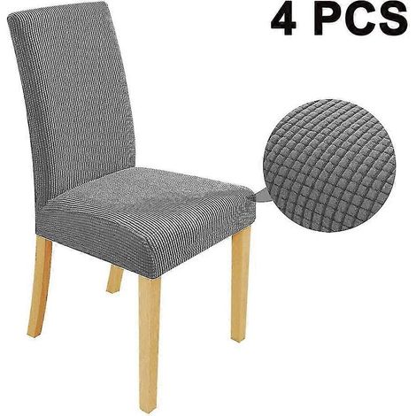 Lot de 4 housses amovibles et lavables pour chaises de salle à manger courtes, gris clair (1/5)