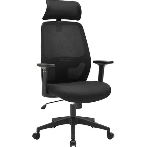 Poltrona da ufficio ergonomica con poggiatesta Tessuto Nero - DELRINO (1/5)