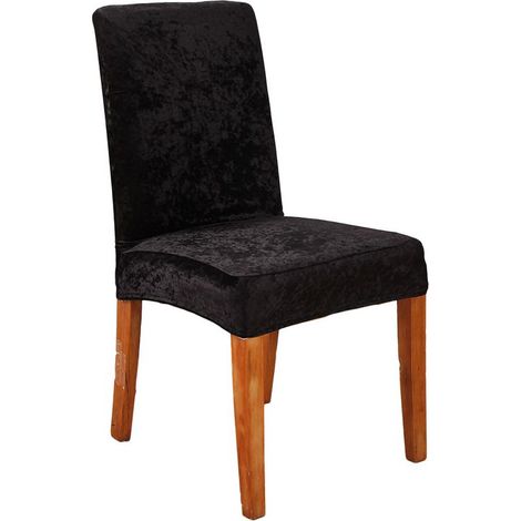 Housses de Chaise de Bar 4 pièces, Velours Housse de Chaise Lavable Extensible et Amovible (le noir) (1/5)