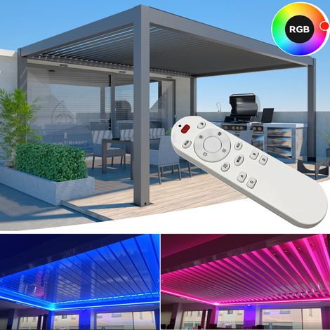 Pergola bioclimatica 3x4m apertura lamelle motorizzata con impianto led rgb - Antracite (1/5)