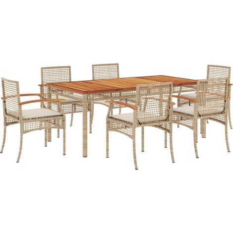 Maison Exclusive - Set comedor de jardín 7 pzas con cojines ratán