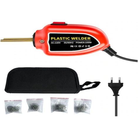 Kit de réparation de pare-chocs de voiture avec agrafeuse à chaud, pince, couteau et 200 pièces pour soudage plastique 100 W (1/5)