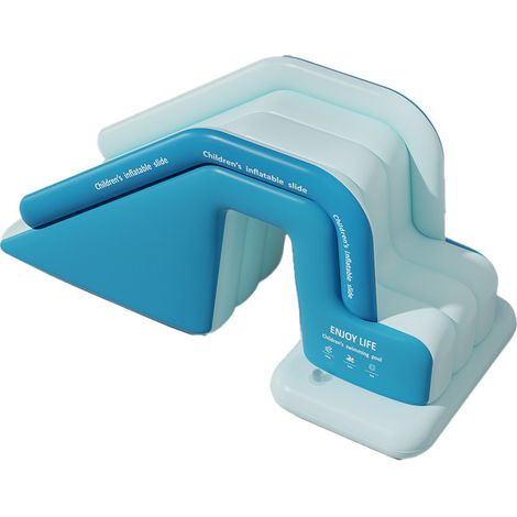Grande Piscine Gonflable Familiale avec Toboggan – Bassin Extérieur Pliable pour Jardin et Cour Intérieure, Bleu Ciel