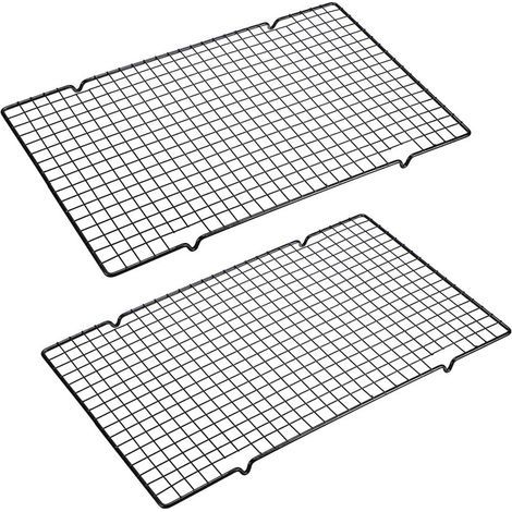 Juego de 2 rejillas de enfriamiento para hornear, 25,4 x 40,6 cm, rejilla de enfriamiento de alambre antiadherente apta para horno para asar y hornear. (1/5)
