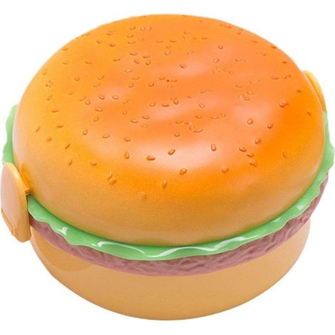 Boîte à bento, boîte à lunch hamburger dessin animé, boîte à lunch hamburger mignonne, mini boîte à lunch, ensemble de vaisselle pour boîte à lunch scolaire pour enfants - ronde (1/5)