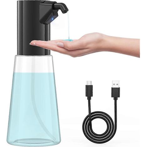 Distributeur automatique de savon liquide sans contact, distributeur électrique pour les mains et la vaisselle, pompe à savon automatique rechargeable et étanche de 450 ml (1/5)