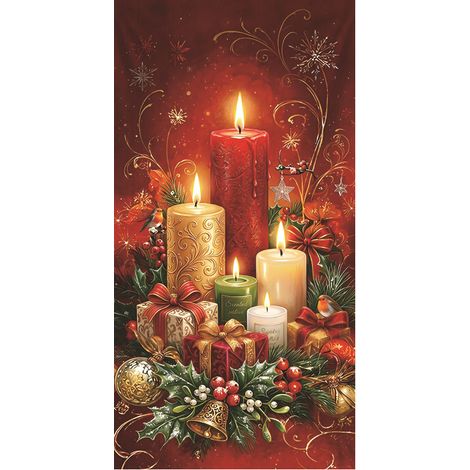 Nouvelle décoration de porte pour Noël, motif cadeau du Père Noël, ambiance festive - 90 x 180 cm (perforée + ruban) - 14