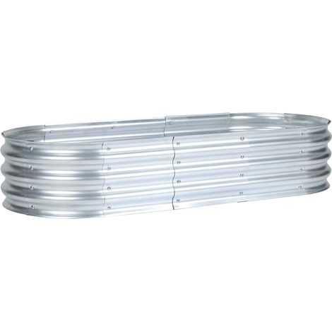 Aoodor Galvanized Raised Garden Bed Kit, Outdoor Garden Planter-Silver-150×60×30 cm