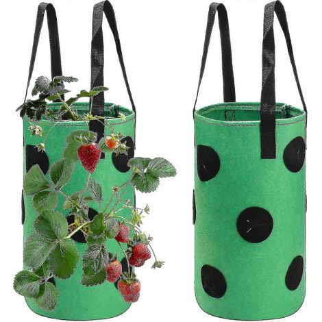 Lot de 2 sacs de culture pour fraisiers de 3 gallons (11,4 litres), sachets de culture suspendus pour plantes (1/5)