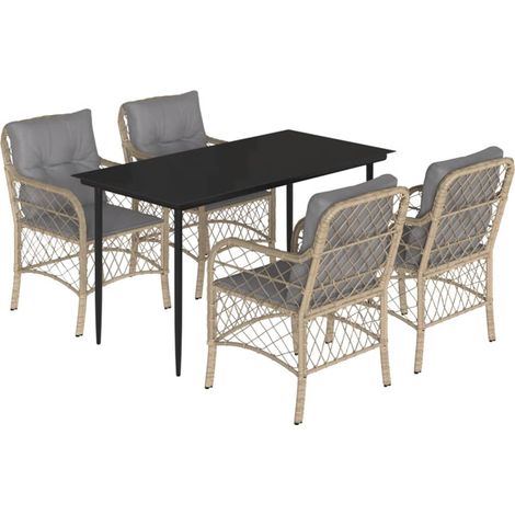 Maison Exclusive - Set comedor de jardín 5 pzas con cojines ratán (1/5)