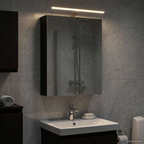 vidaXL  Bathroom Mirror Cabinet  with Shelf Black Oak 50 x 14.5 x 70 cm