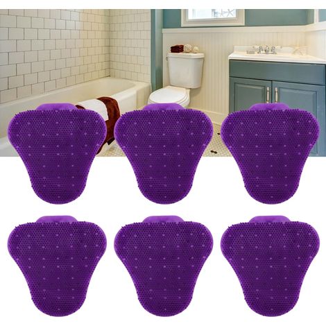 Coussinet désodorisant triangulaire pour urinoir, tapis désodorisant, coussinet désodorisant anti-éclaboussures et anti-obstruction pour urinoir, violet (1/5)