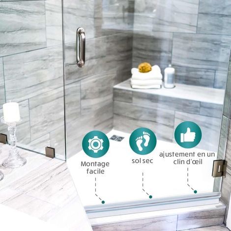 Joint de porte de douche pour paroi de douche de 3m - Guide d'eau étendu - Joint de porte de douche idéal pour les portes en verre de 6,7,8 mm dans les salles d'eau (1/4)