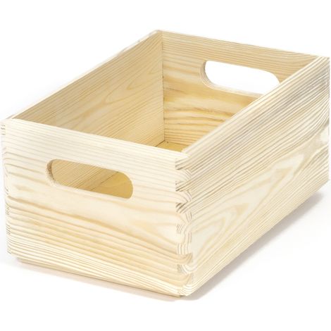 contenitore multiuso in legno "wood box" marrone chiaro 30x20x14 cm (1/5)