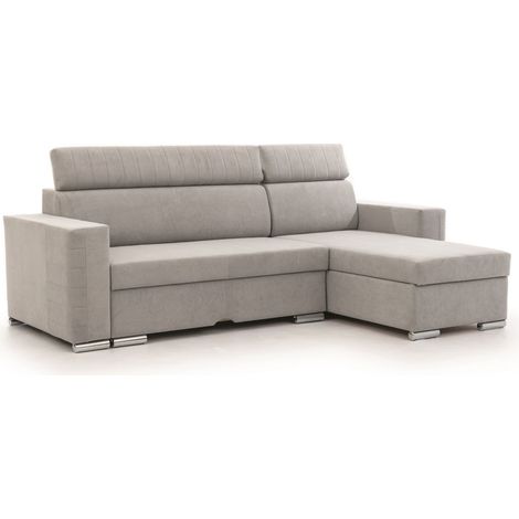 Ecksofa Schlafsofa Sofa CANTON in Stoff Camelia Hellgrau Ottomane Rechts (1/5)