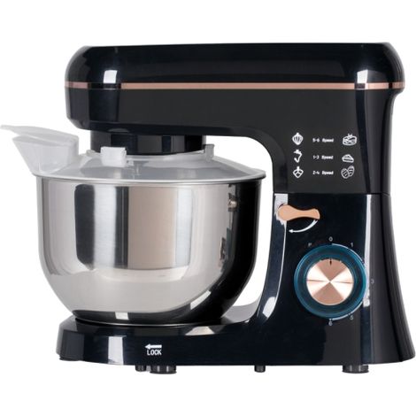 Robot da cucina, impastatrice, mixer, 6 velocità, ciotola in acciaio inox da 5,5 litri, nero, disponibile in loco. (1/5)