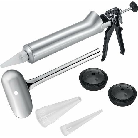 Pistola per sigillante per piastrelle Ulisem in acciaio inox, pistola per sigillante cementizio per l'edilizia con 2 ugelli di diverso tipo (1/5)
