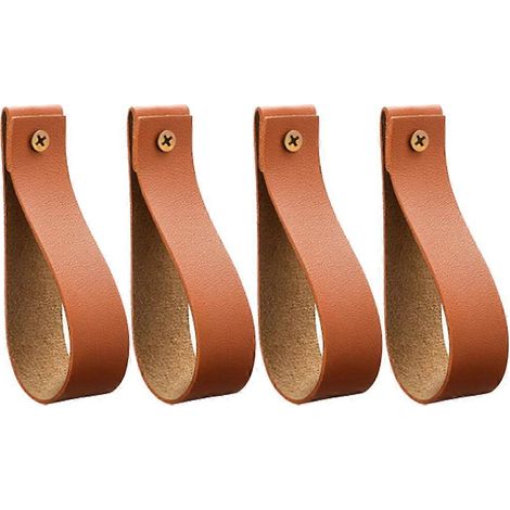 Lot de 4 crochets muraux en cuir avec sangle, supports pour tringle à rideaux en cuir (1/3)