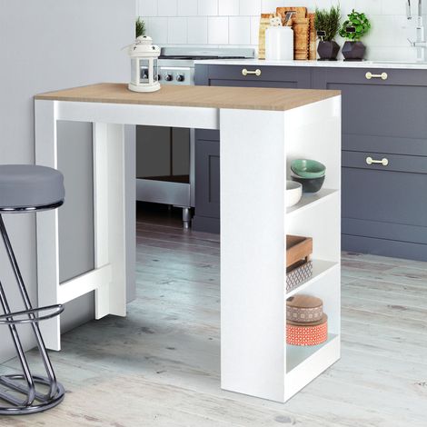 Mesa de bar BARTH para 2 a 4 personas, madera blanca, tablero imitación haya